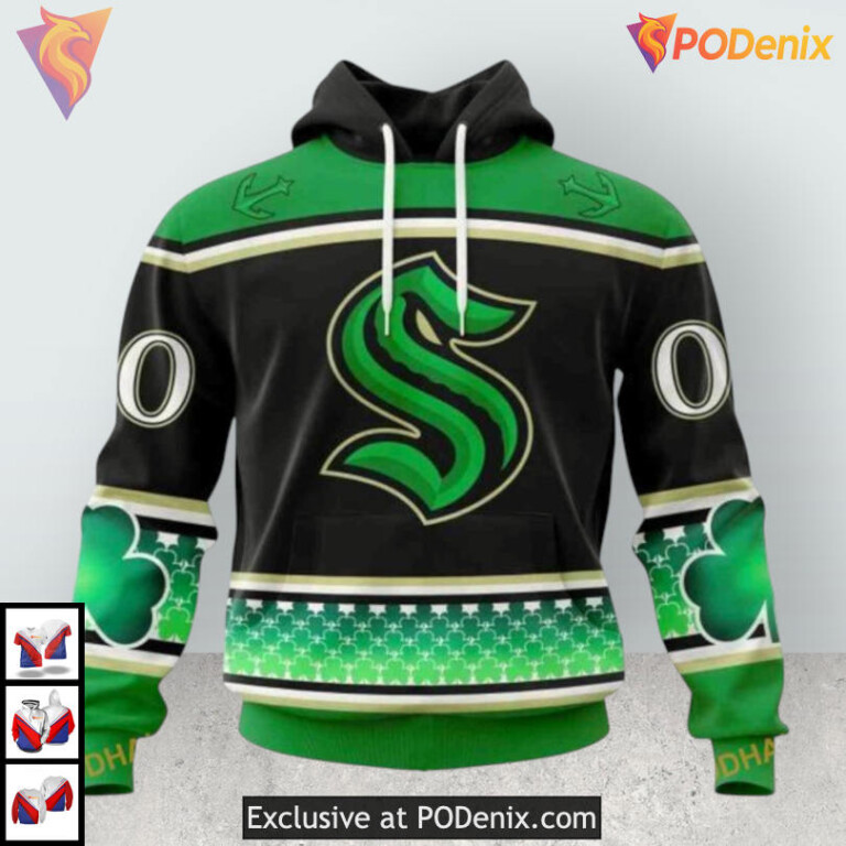St Patricks Day Hockey Celebration Custom Seattle Kraken All Over Print Hoodie