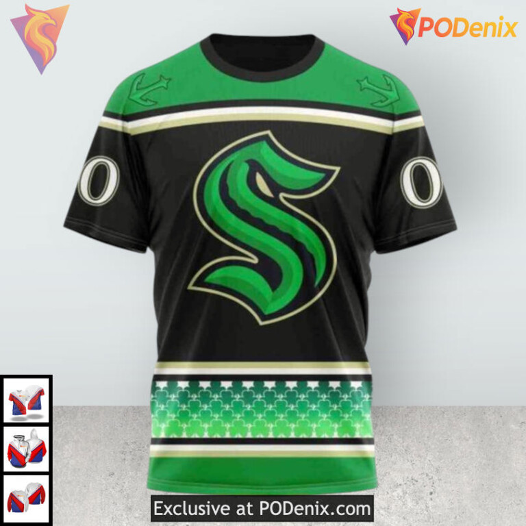 St Patricks Day Hockey Celebration Custom Seattle Kraken All Over Print Hoodie - 2