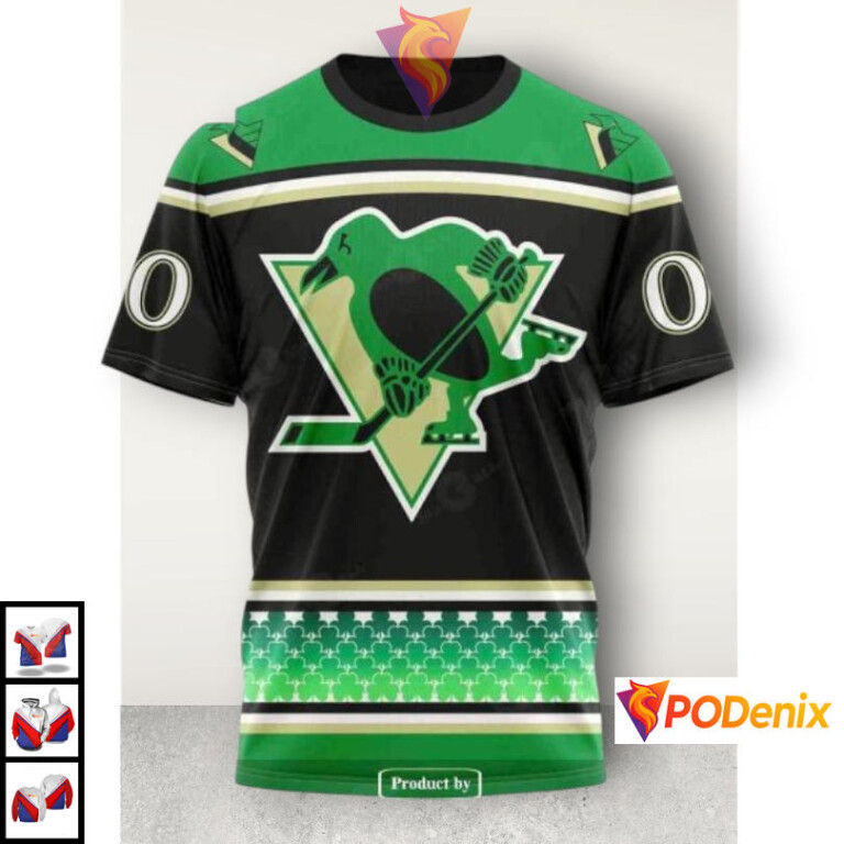 St Patricks Day Hockey Celebration Edition Pittsburgh Penguins Pullover Hoodie NHL 3D - 2