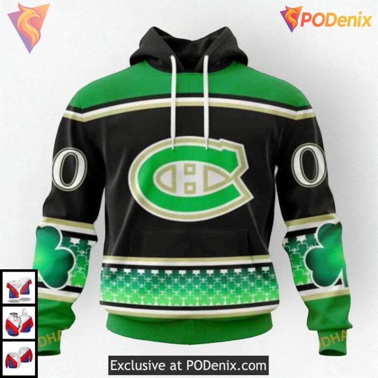 St Patricks Day Hockey Celebration NHL Montreal Canadiens 3D Hoodie Custom