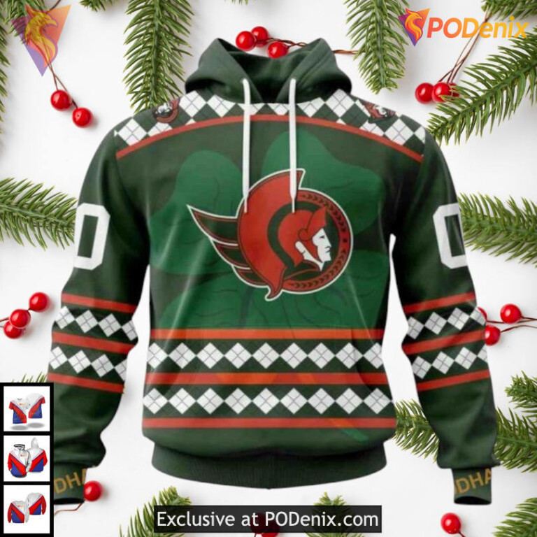 St Patricks Day Hockey Celebration NHL Vintage Ottawa Senators Hoodie 3D
