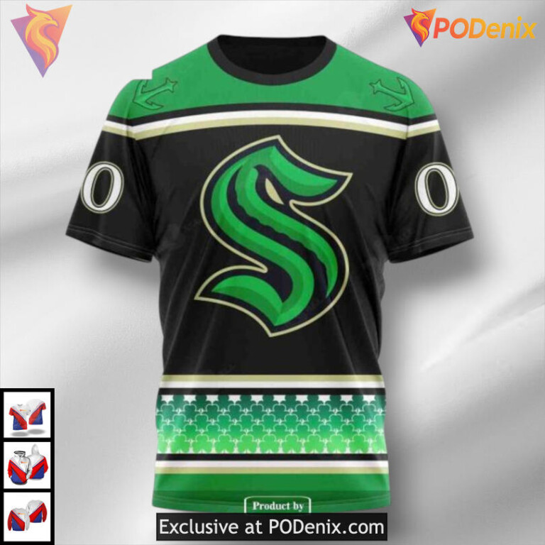 St Patricks Day Hockey Event Custom Retro Seattle Kraken Hoodie 3D - 2