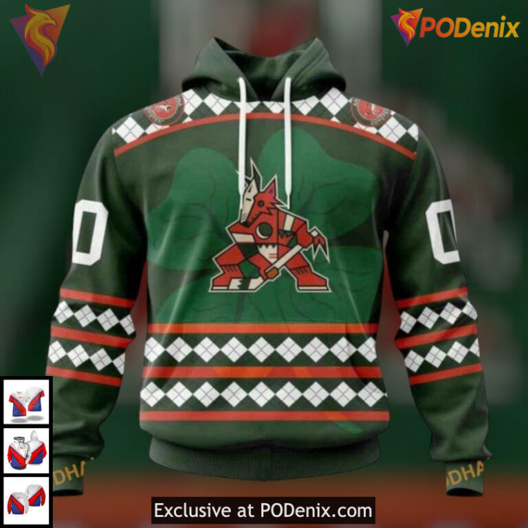 St Patricks Day Hockey Kits Retro Arizona Coyotes Hoodie Unique Special Gear