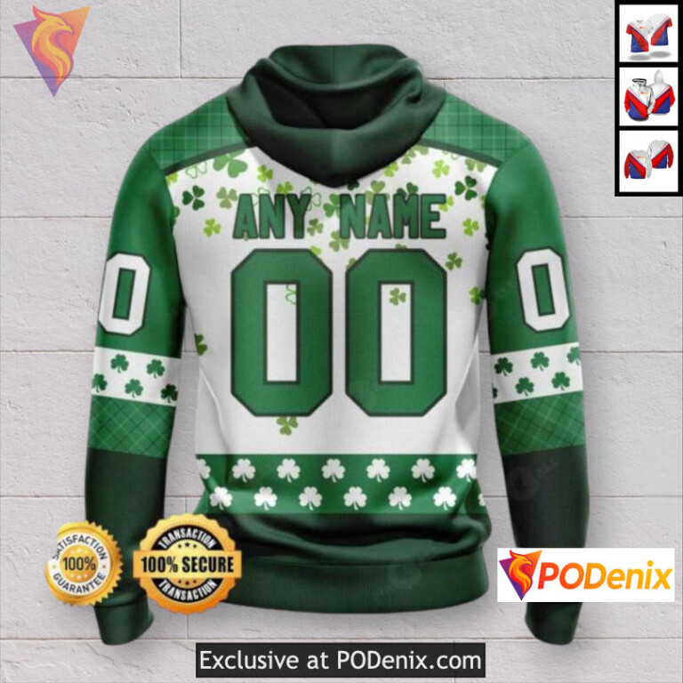 St Patricks Day Shamrock Design Colorado Avalanche Retro Hoodie Custom 3D - 1