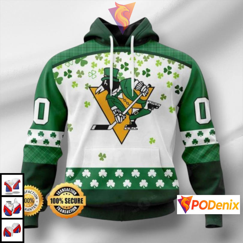 St Patricks Festive Tribute Custom Number Pittsburgh Penguins Hoodie NHL Gear St Patricks Festive Tribute Custom Number Pittsburgh Penguins Hoodie NHL Gear