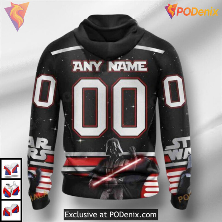 Star Wars Black Armor Graphic Theme Seattle Kraken All Over Print Hoodie NHL - 1