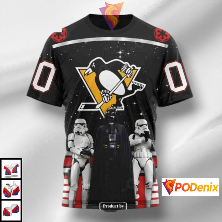 Star Wars Black Graphic Concept NHL Pittsburgh Penguins Christmas Hoodie 3D - 2