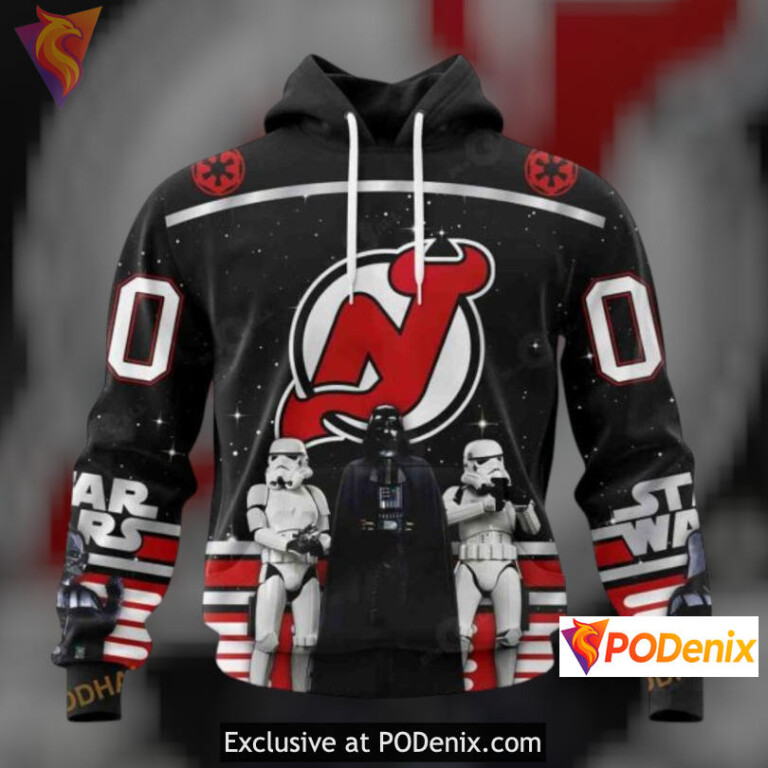 Star Wars Black Graphic Tribute New Jersey Devils Pullover Hoodie Custom Hoodie 3D