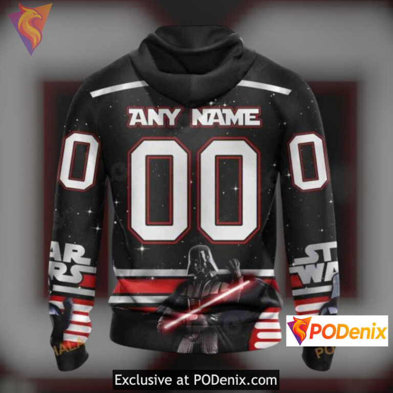 Star Wars Black Graphic Tribute New Jersey Devils Pullover Hoodie Custom Hoodie 3D - 1