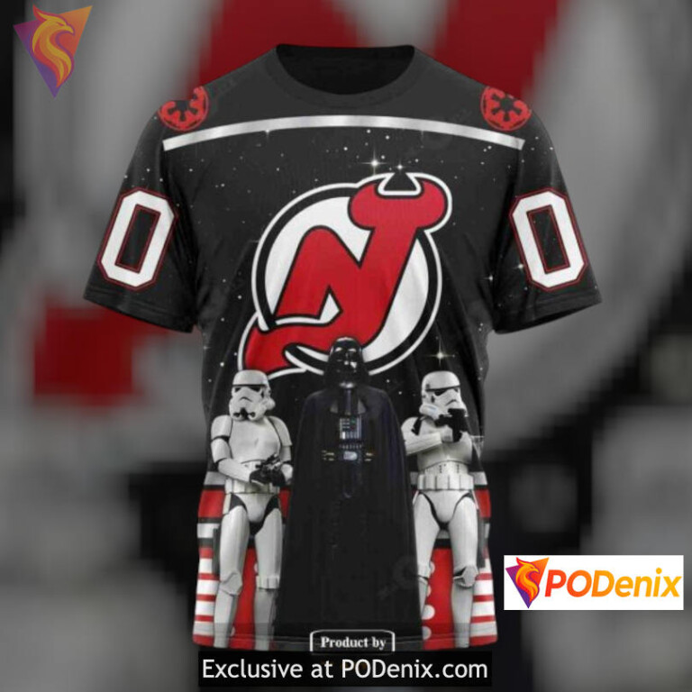 Star Wars Black Graphic Tribute New Jersey Devils Pullover Hoodie Custom Hoodie 3D - 2