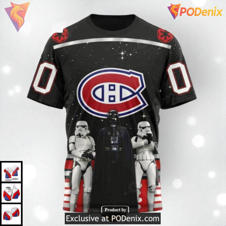 Star Wars Black Theme Artwork NHL Montreal Canadiens Pullover Hoodie 3D - 2