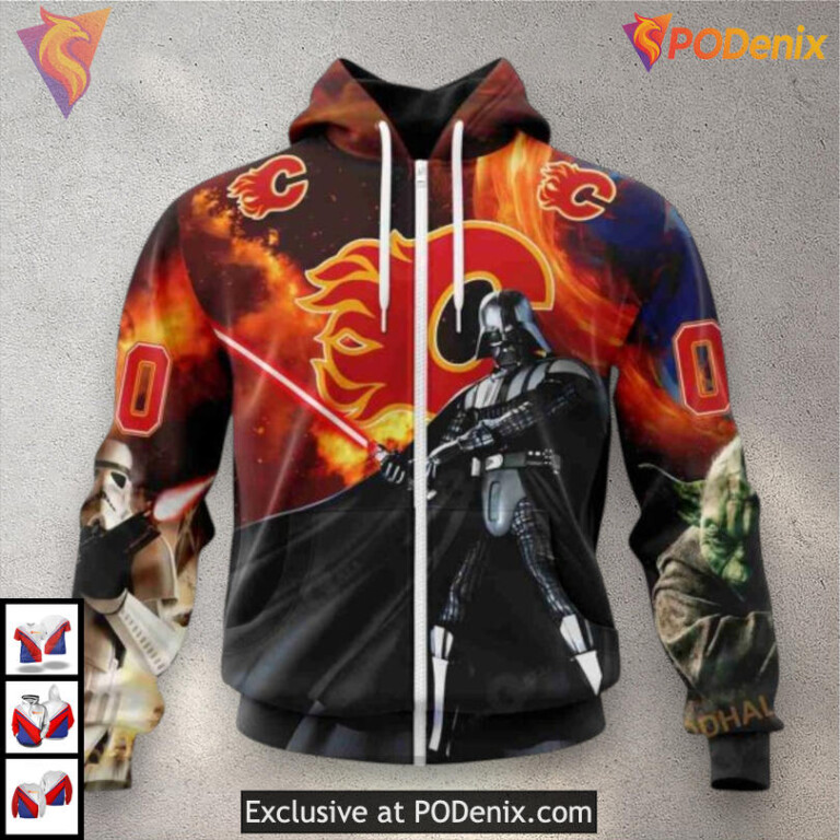 Star Wars Collaboration Custom Personalized Calgary Flames Hoodie 3D - 1
