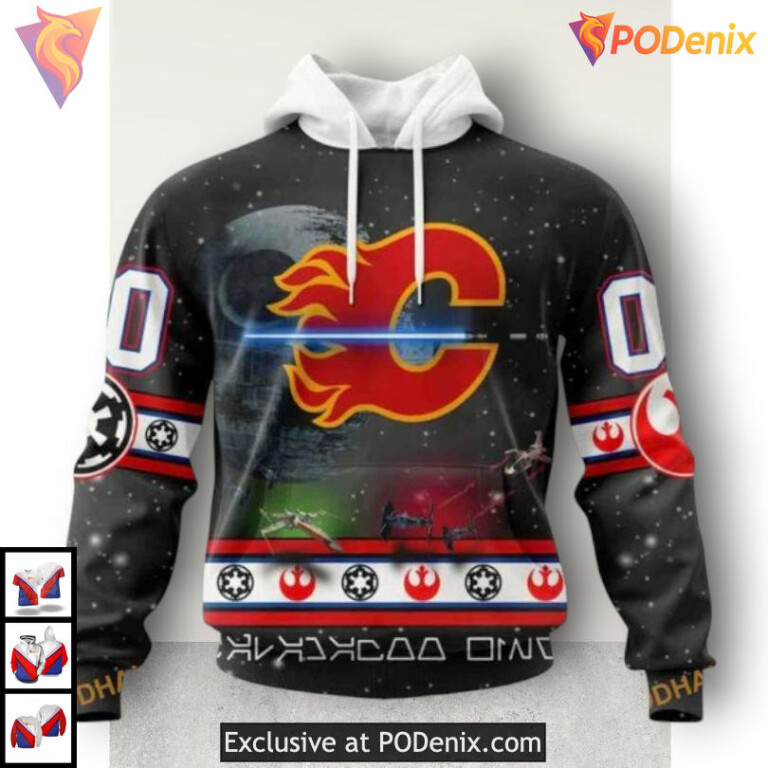 Star Wars Inspired Calgary Flames 3D Hoodie Sweatshirt NHL Fan Apparel