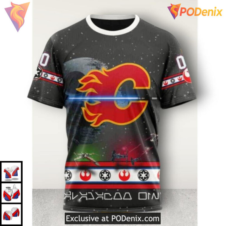 Star Wars Inspired Calgary Flames 3D Hoodie Sweatshirt NHL Fan Apparel - 2