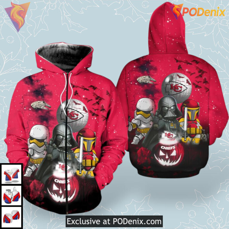 Star Wars Inspired Fear The Dark Side NFL Kansas City Chiefs Full Zip Hoodie