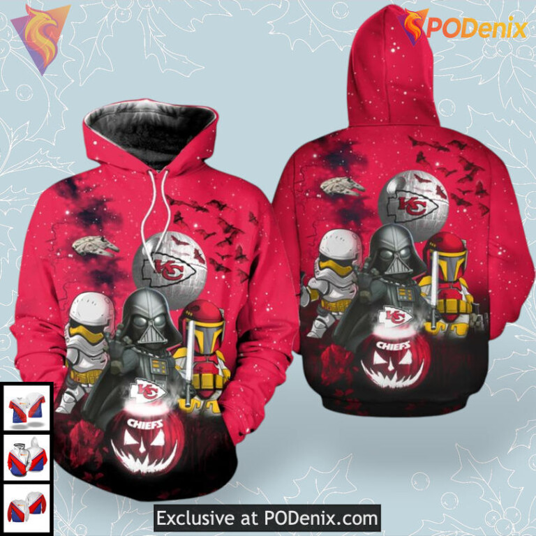 Star Wars Inspired Fear The Dark Side NFL Kansas City Chiefs Full Zip Hoodie - 1