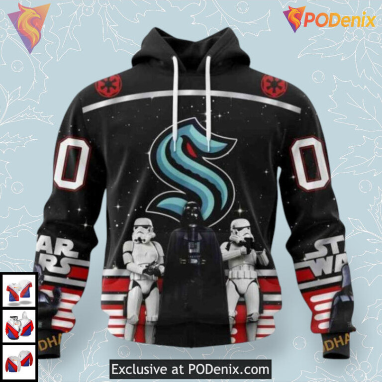 Star Wars May The 4th Tribute Edition NHL Custom Number Seattle Kraken Hoodie 3D