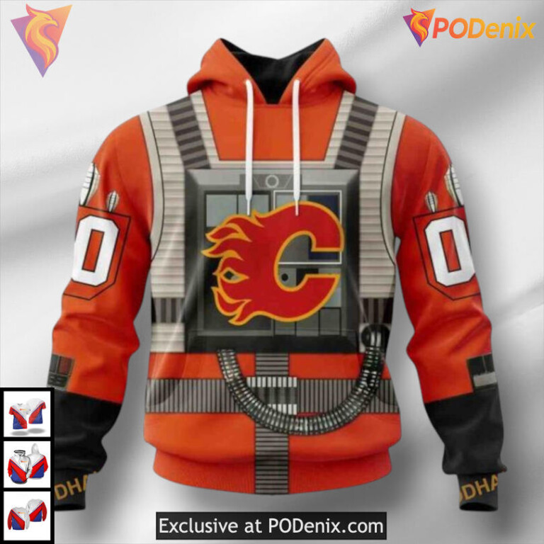 Star Wars Rebel Pilot Design Calgary Flames 3D Hoodie Sweatshirt Edition