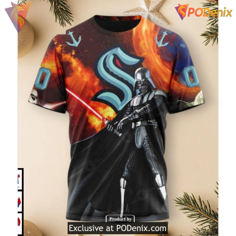 Star Wars X Collaboration Design Concept Seattle Kraken Pullover Hoodie 3D NHL - 2