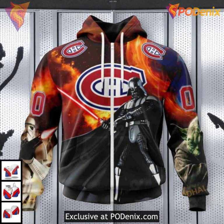 Star Wars X Design Collaboration NHL Montreal Canadiens Kids Hoodie 3D - 1