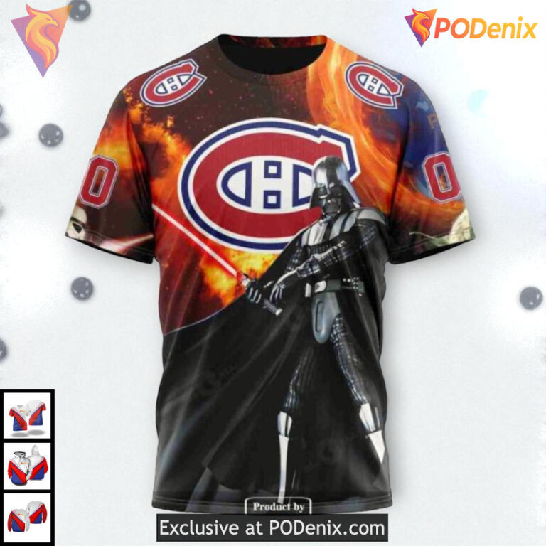 Star Wars X Design Collaboration NHL Montreal Canadiens Kids Hoodie 3D - 3