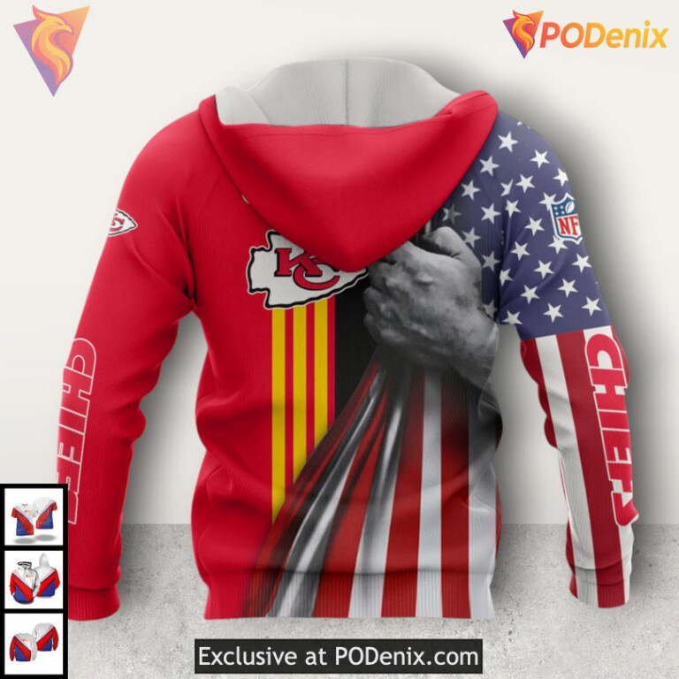 Stars and Stripes Pride Kansas City Chiefs Womens Hoodie 3D Fan Collection - 1