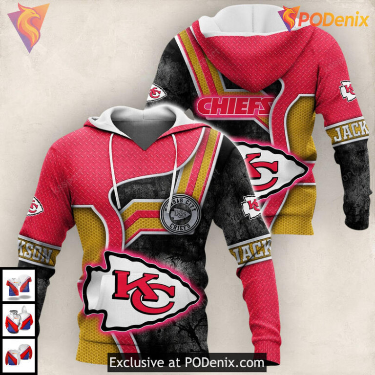 Steel Plate Custom Kansas City Chiefs Hoodie For Men, Personalized 3D Fan Apparel