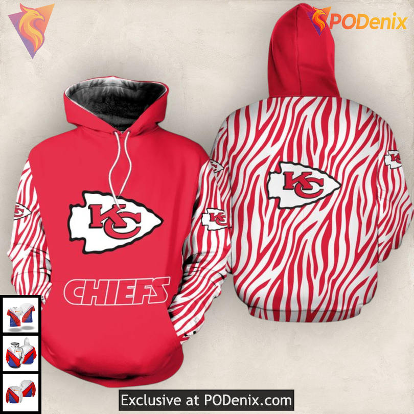 Stripe Pattern Design Kansas City Chiefs Mens Hoodie, Custom 3D Fanwear Edition Stripe Pattern Design Kansas City Chiefs Mens Hoodie, Custom 3D Fanwear Edition