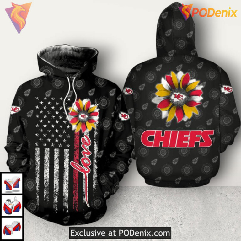 SuNFLower Love Quote Kansas City Chiefs Womens Hoodie, Fan Gift S-5XL - 1
