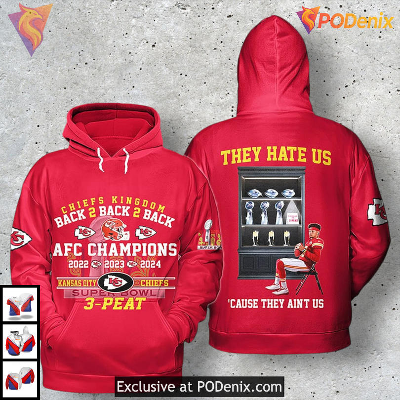 Super Bowl 3-Peat Celebration Kansas City Chiefs Kids Hoodie 3D Football Design Super Bowl 3-Peat Celebration Kansas City Chiefs Kids Hoodie 3D Football Design