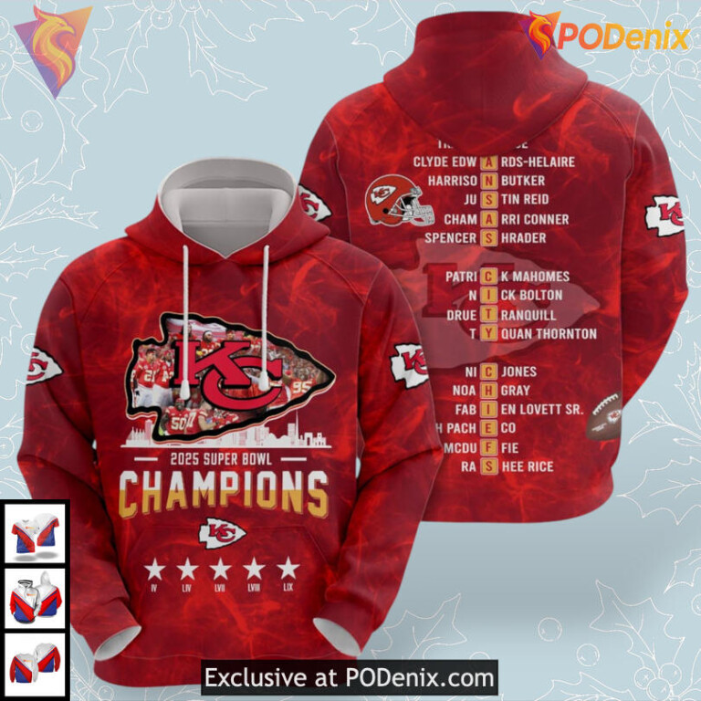 Super Bowl LIX Personalized Kansas City Chiefs Hoodie Champions 2025 Victory