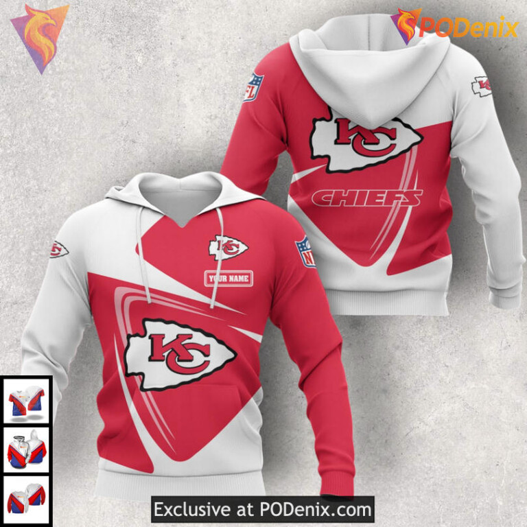 Swirl Artwork Personalized Kc Chiefs Hoodie Sweatshirt, Custom Fanwear Gift