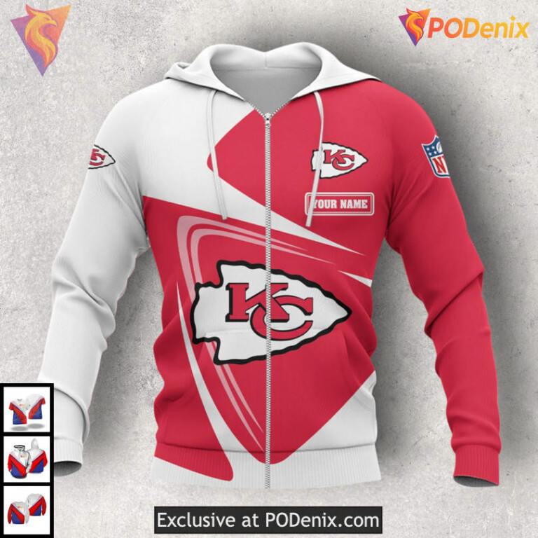 Swirl Artwork Personalized Kc Chiefs Hoodie Sweatshirt, Custom Fanwear Gift - 1