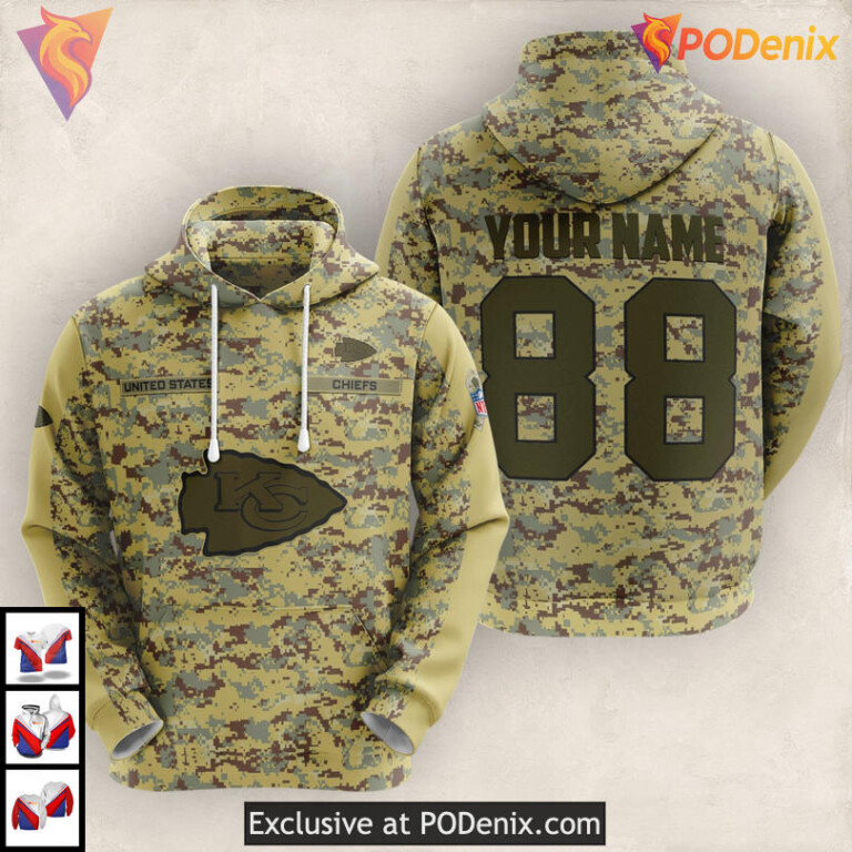 Tactical Camo Personalized Kc Chiefs Hoodie, Mens Military Fanwear 3D Edition