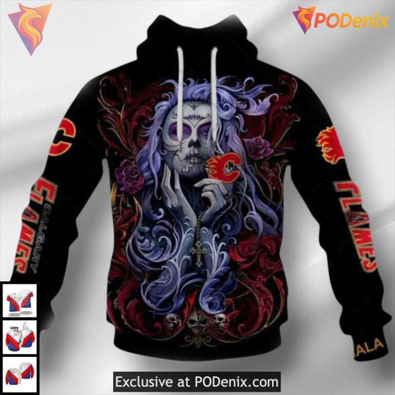 Tattoo Girl Artwork 2025 Calgary Flames Sweatshirt Hoodie 3D Unisex Style