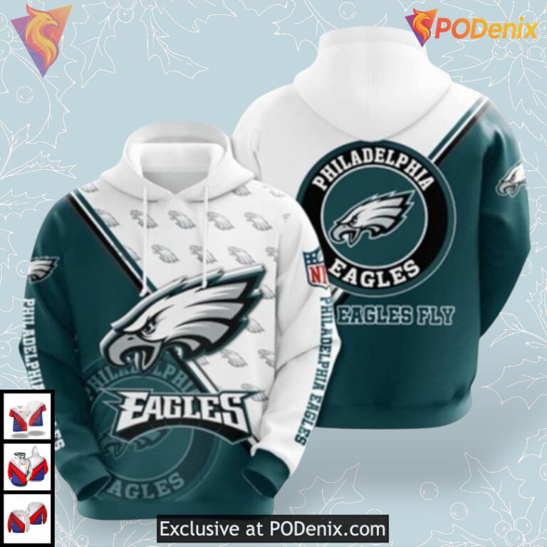 Teamwear Zip Style Womens Philadelphia Eagles Hoodie Full Zip 3D NFL Apparel