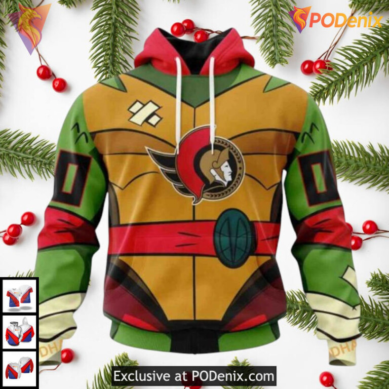 Teenage Mutant Ninja Turtles Cartoon NHL Custom Number Ottawa Senators Hoodie 3D