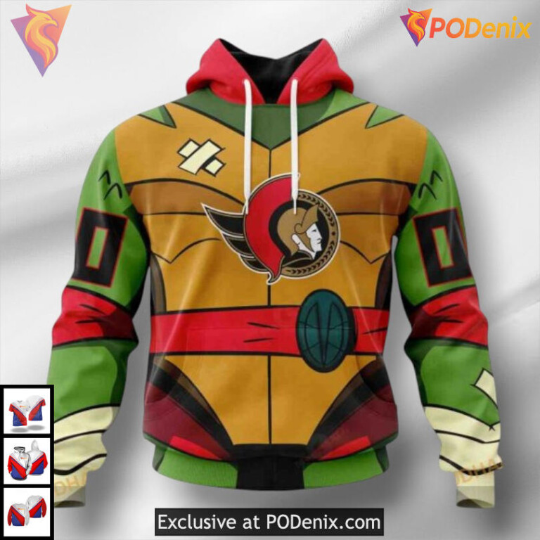 Teenage Mutant Ninja Turtles Cartoon NHL Ottawa Senators All Over Print Hoodie