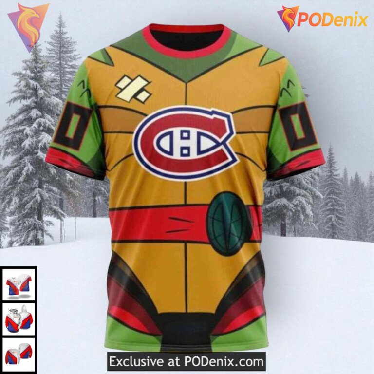 Teenage Mutant Ninja Turtles Cartoon NHL Personalized Montreal Canadiens Hoodie 3D - 2
