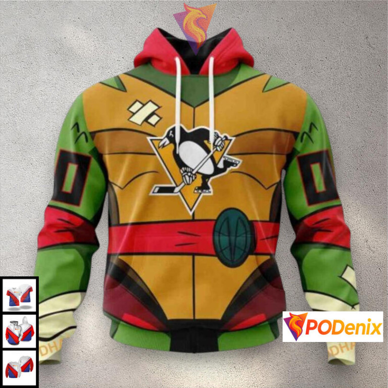 Teenage Mutant Ninja Turtles Cartoon NHL Pittsburgh Penguins Youth Hoodie 3D