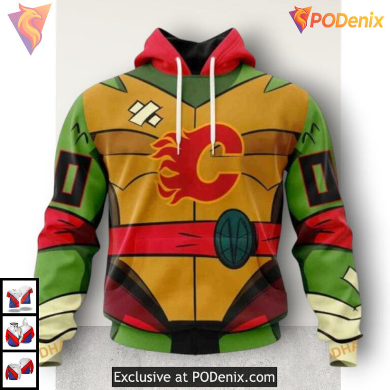 Teenage Mutant Ninja Turtles Design Calgary Flames Hoodie 3D Crossover
