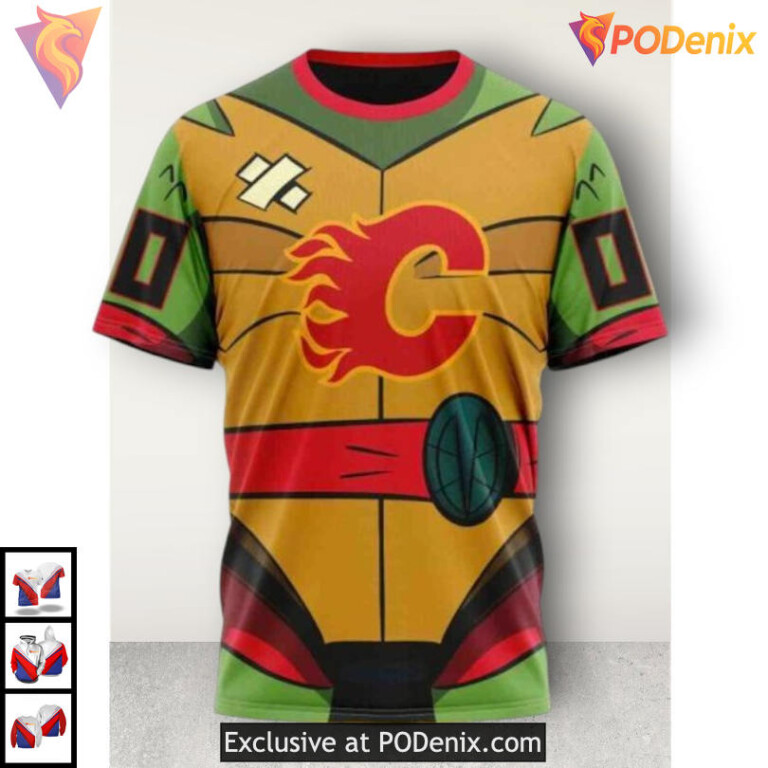 Teenage Mutant Ninja Turtles Design Calgary Flames Hoodie 3D Crossover - 2