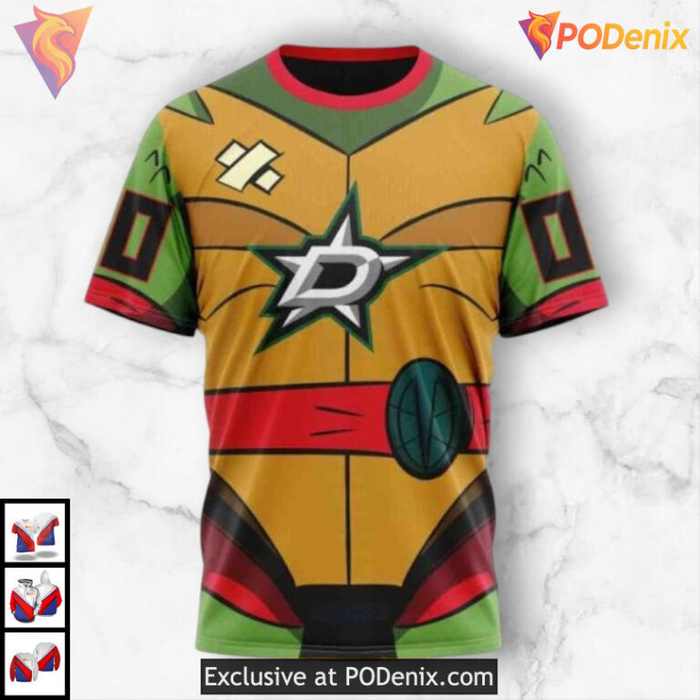 Teenage Mutant Ninja Turtles Edition Dallas Stars Full Print Hoodie Custom Design - 2