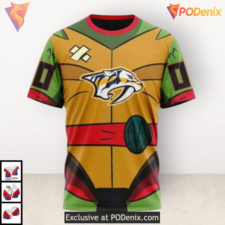 Teenage Mutant Ninja Turtles Style Vintage Nashville Predators Hoodie Custom 3D - 2