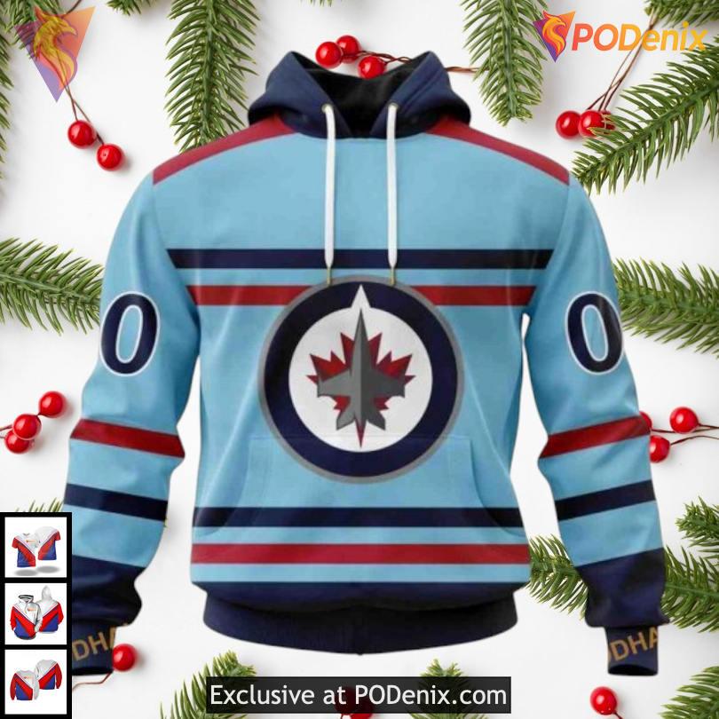 Official NHL Collection Winnipeg Jets Holiday Hoodie All Over Print Design