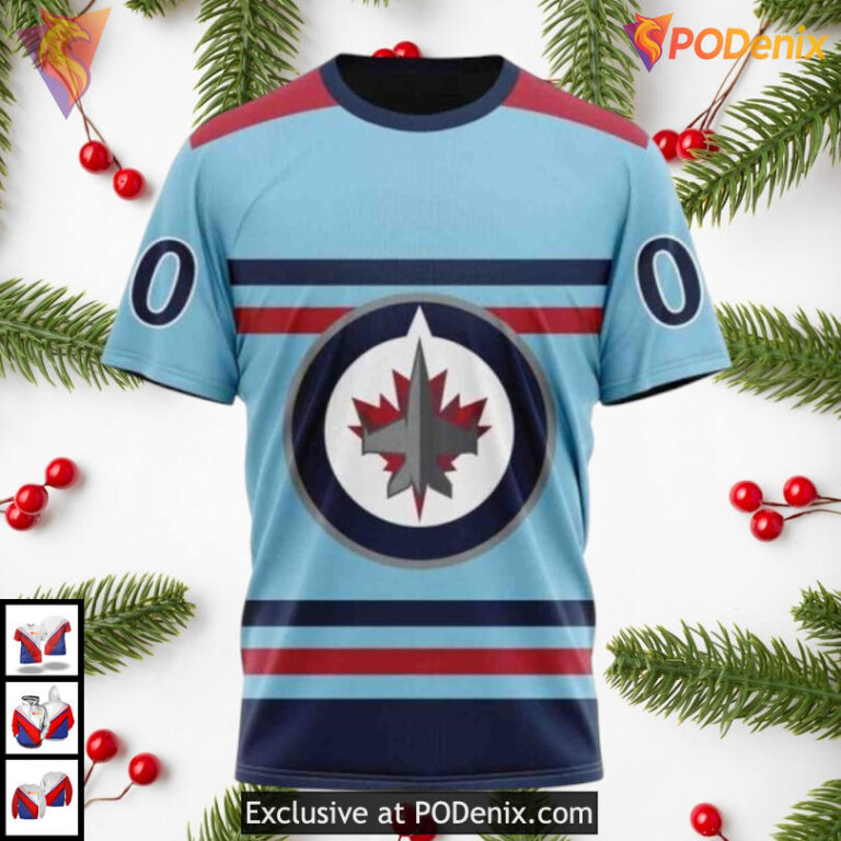 Official NHL Collection Winnipeg Jets Holiday Hoodie All Over Print Design - 2