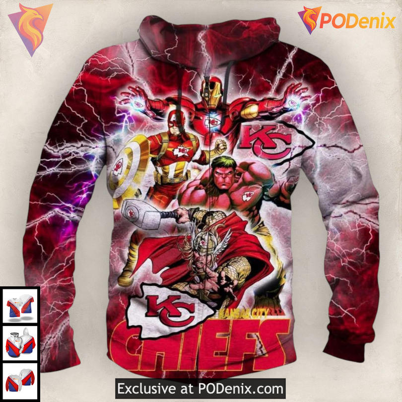 The Avenger Kansas City Chiefs Hoodie 3D, Superhero Inspired Unisex Fan Gear The Avenger Kansas City Chiefs Hoodie 3D, Superhero Inspired Unisex Fan Gear