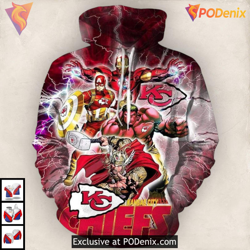 The Avenger Kansas City Chiefs Hoodie 3D, Superhero Inspired Unisex Fan Gear The Avenger Kansas City Chiefs Hoodie 3D, Superhero Inspired Unisex Fan Gear