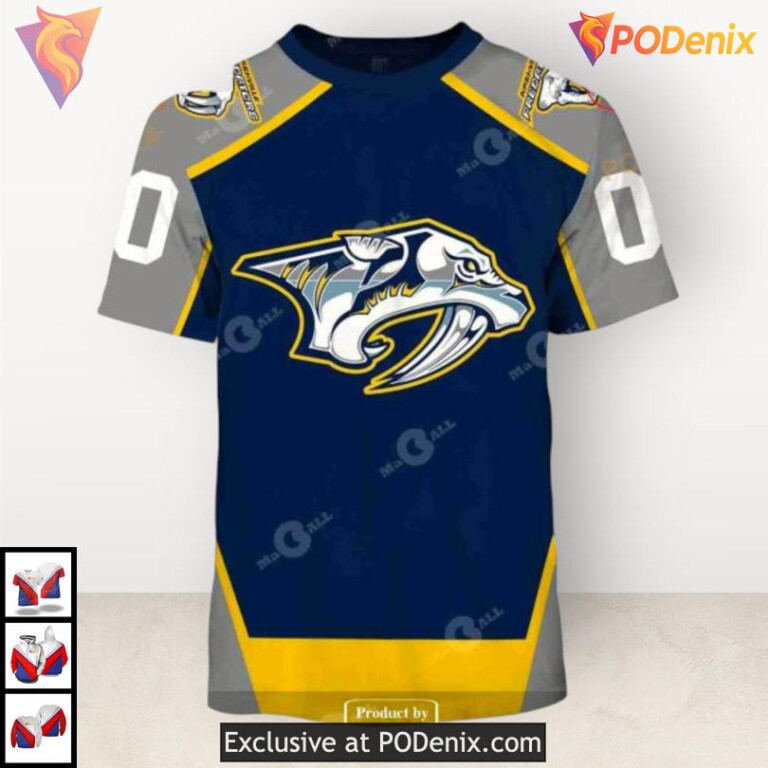 Throwback Vintage Hockey Style Nashville Predators All Over Print Hoodie 3D - 1