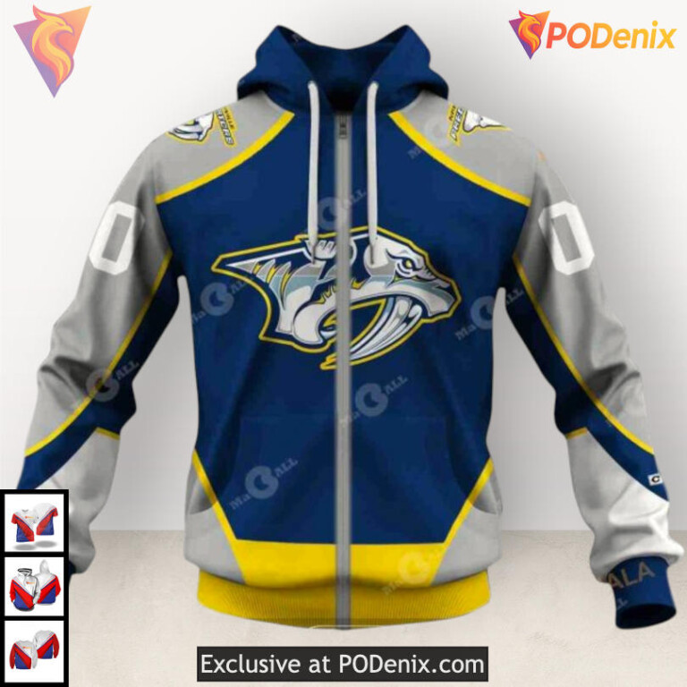 Throwback Vintage Hockey Style Nashville Predators All Over Print Hoodie 3D - 2